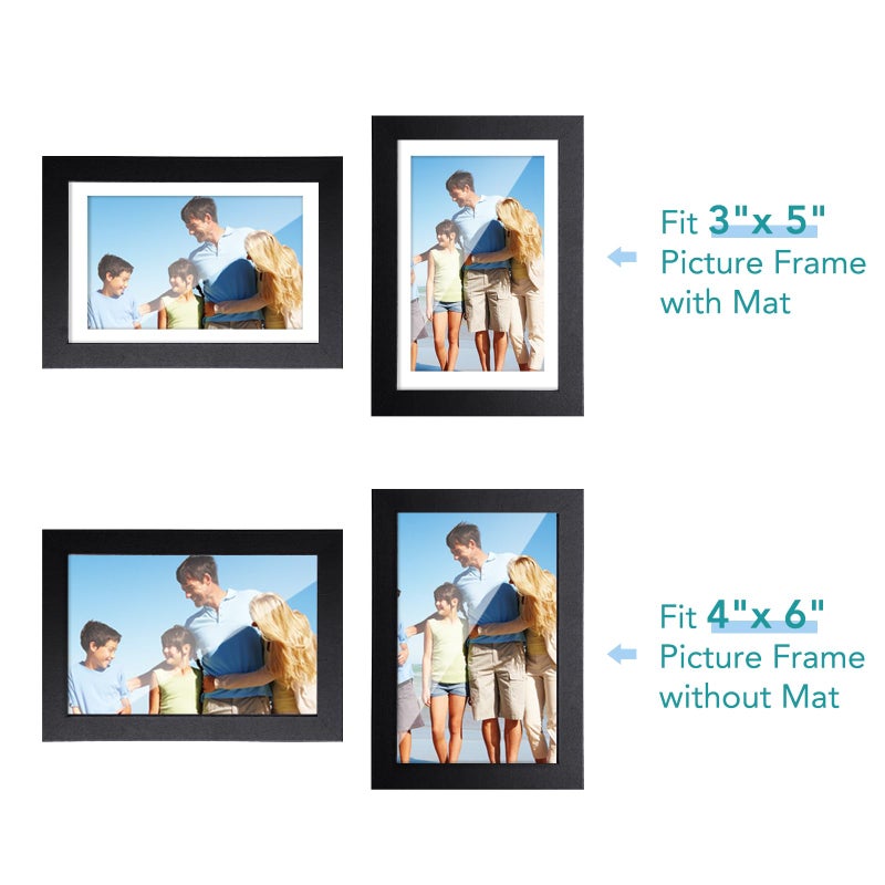 TWING 4x6 Picture Frame,Display Pictures 3x5 with Mat or 4x6 Without Mat,Small Picture Frame for Wall and Table Top Display,Black,1 Pack - Image 3